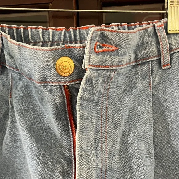 Big Bud Press Small Petite Trouser Jean, Light Blue Wash with Orange Stitching - Picture 3 of 6